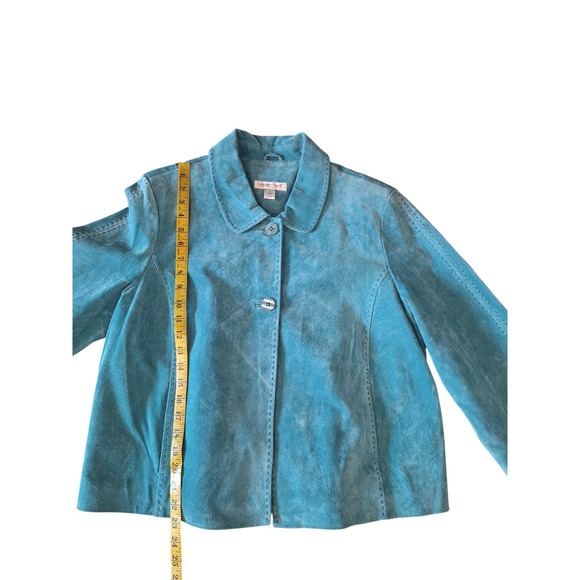Coldwater Creek Women's Green Blue  Suede Leather Button Front Jacket Size‎ L - Picture 6 of 9